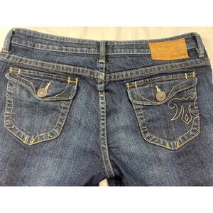 MEK Denim Bermuda Shorts Women's Size 32 Blue Brigitte Back Flap Pockets Stretch